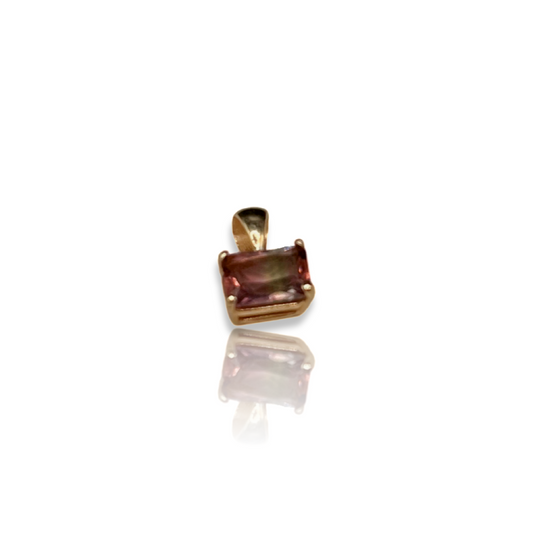 Watermelon Tourmaline Emerald Shape Charm