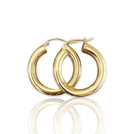 Chubby Gold Tube Hoop Earrings