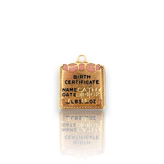 Vintage Gold Baby Birth Chart Charm