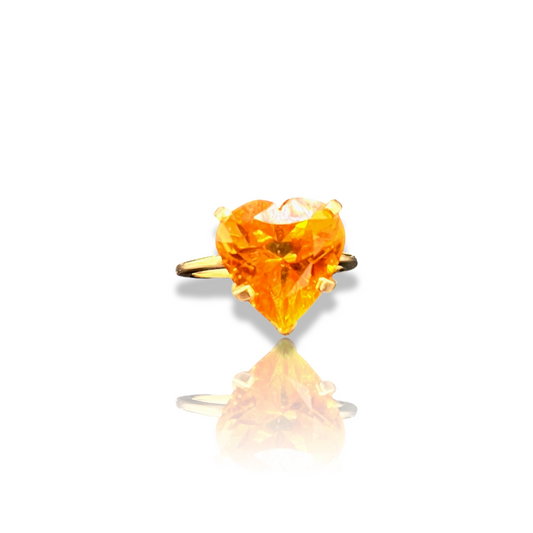Heart Shape Citrine and Gold Ring