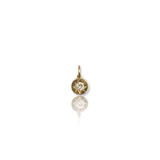 Estrella Round Star Set Diamond Gold Charm