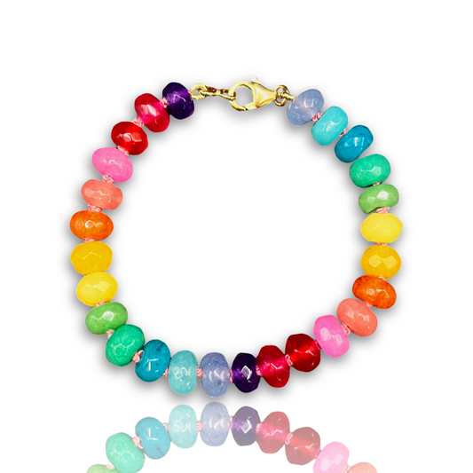Alma Beaded Rainbow Jade Bracelet