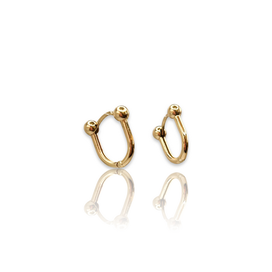 Gold Tifanie Hardware Huggie Plain Hoop Earrings