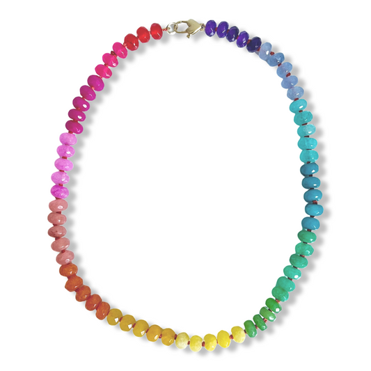 Alma Beaded Rainbow Jade Necklace